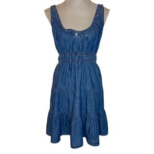 GAP Denim Chambray Tiered Mini Dress